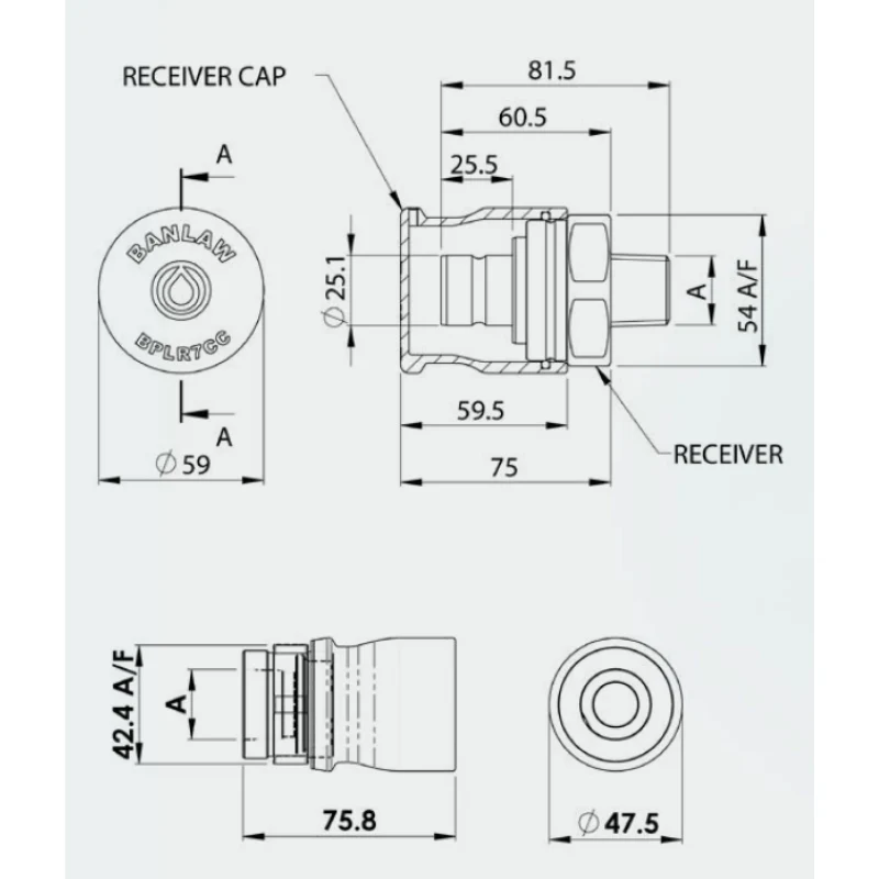 BANLAW Purple Size 7 Fluid Transfer Flush Face - Image 2