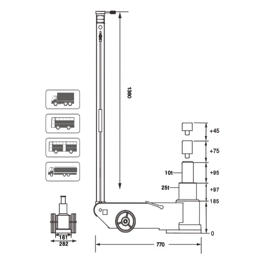 BORUM 30 Tonne 2-Stage Truck Jack Air Actuated - Image 6