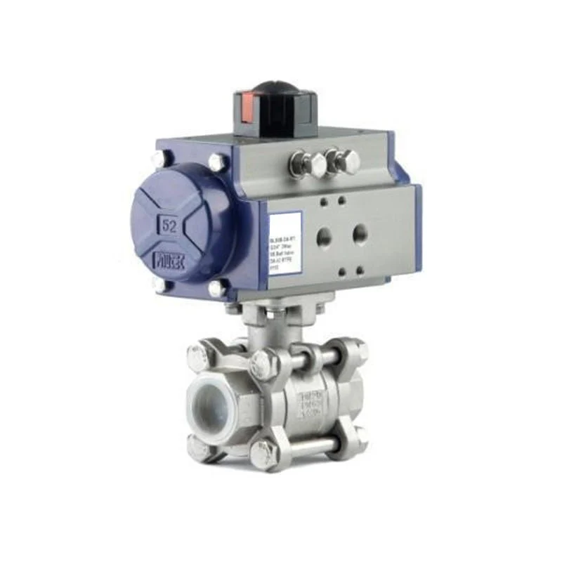 GO Ball Valves Actuated Spring Return Pneumatic 316 Stainless 3 Piece Full Bore BLSSR