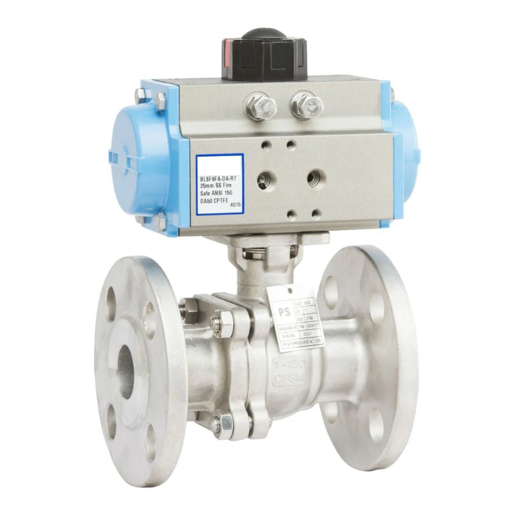 GO Ball Valves Actuated Spring Return Pneumatic Flanged ANSI 150# Full Bore Fire Safe
