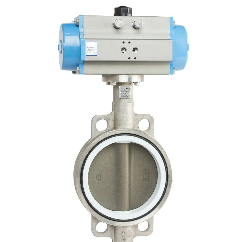 GO 316 SS Body BFSSR Butterfly Valves Actuated Spring Return Pneumatic