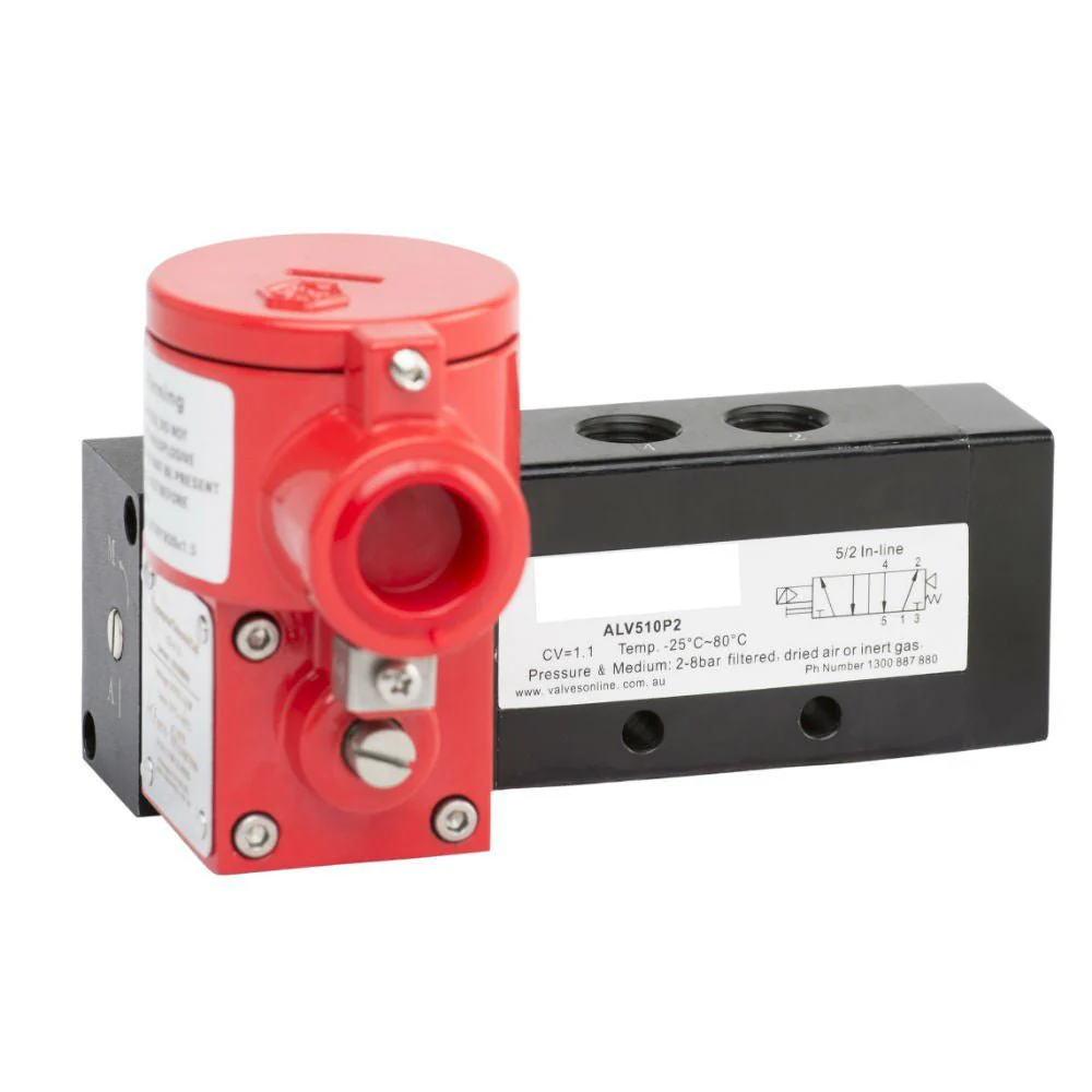 GO Namur EXD 5 Way 2 Position In Line Solenoid Spring Valve 1/4"