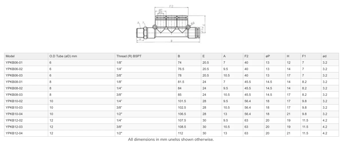 GO YPKB Pneumatic Triple Male Elbows Push Fit - Image 2