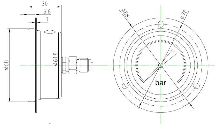 GO 1/4" BSP Rear Entry 304 SS Case Pressure Gauges 63mm - Image 4