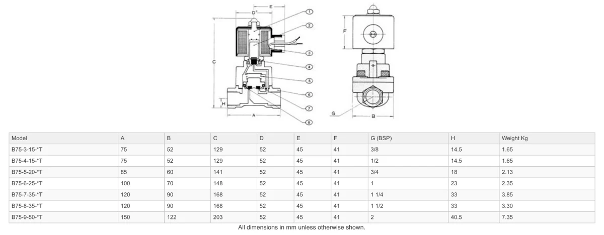GO B75 Brass Steam and High Temp Normally Closed Solenoid Valves - Image 2