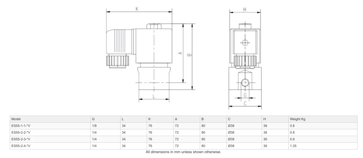 GO ES55 Stainless General Purpose Direct Acting Normally Closed Solenoid Valves - Image 2