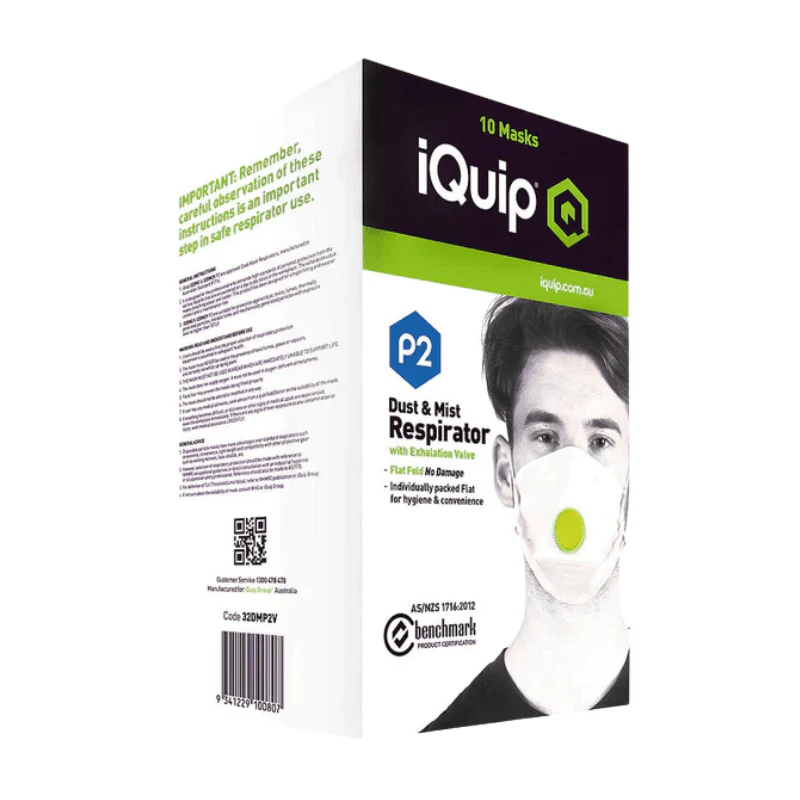IQUIP Dust & Mist Mask Flat Fold P2 with Carbon Active Valve