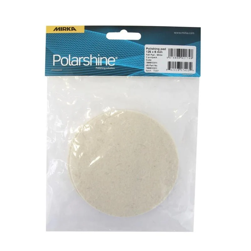 MIRKA 125mm Polishing Felt Pad White 2-Pack - Image 3