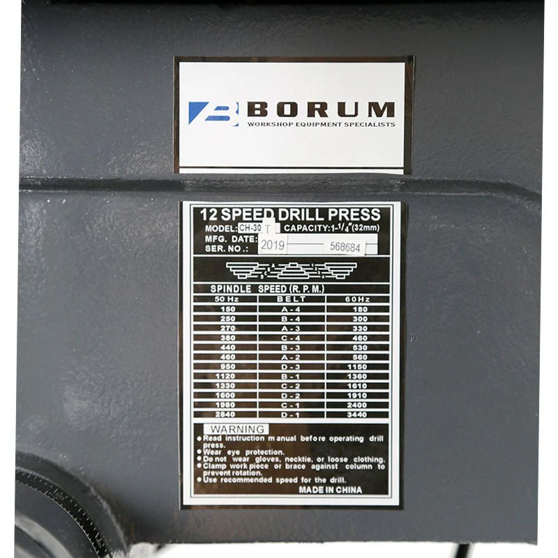 BORUM 2 HP 12 Speed Pedestal Drill Press - Image 8